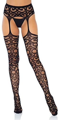 LEG AVENUE Damen Strapsstrümpfe-178022001 Strumpfhose, blackout, Black, One Size