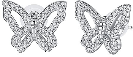 Arrebol Schmetterling Ohrringe Damen 925 Sterling Silber Ohrstecker mit Zirkonia für Frauen Mädchen Schmuck Geschenke Muttertag