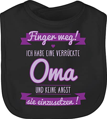 Baby Lätzchen - Sprüche - Ich Habe eine verrückte Oma-lila - Unisize - Schwarz - lustige babysachen spruch oma latz babykleidung mit süßen sprüchen spruche omi laetzchen geschenke zur geburt