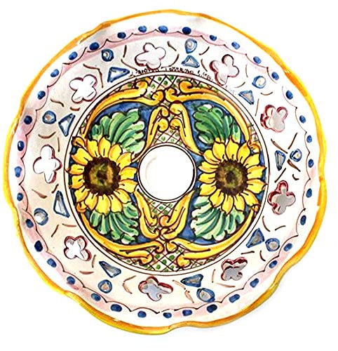 Coppa grande 30 cm in ceramica siciliana Santo Stefano di Camastra attacco grande E27 ricambio per lampadario sospensione decoro candida