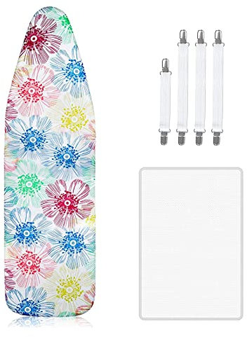 Newthinking Ironing Board Cover, Elastic Edge Scorch Resistant Padding Ironing Board Covers, Fit 122x38cm Ironing Board, Include 4 Fasteners and Protective Scorch Mesh Cloth, M