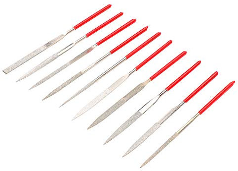10 Stück Diamond Nadelfeile mit Komfortable Handgriff, Metall Diamant Gitarren Feilen Set, Werkzeug zum Reinigen, Reparieren, Justieren, Prüfen von Akustischen Elektrischen Konzertgitarren