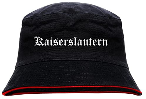 sostex Kaiserslautern Anglerhut - Altdeutsche Schrift - Schwarz-Roter Fischerhut L Schwarz