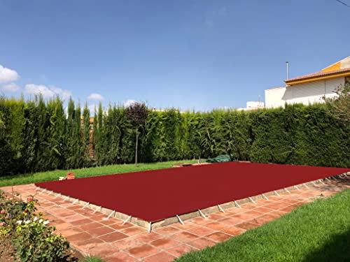 Cobertor o Lona para Piscina | 5 x 9m | con 15cm Extra por Cada Lado (5,3 x 9,3m) | Color Rojo Oscuro | Fácil de Instalar