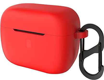 Geekria Silikon-Schutzhülle kompatibel mit Sennheiser CX 400BT True Wireless Ohrhörer, Kopfhörer-Skin Cover, Schutzhülle mit Schlüsselanhänger-Haken, Ladeanschluss zugänglich (rot)