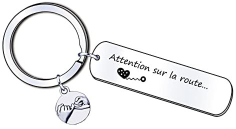 LUODAN Cadeau Papa Cadeaux Couple Porte-clés Drive Safe Pendentif Avec Gravé Attention sur la route-Attention sur la route..- Petit ami Papa Cadeau Saint-Valentin Cadeau de fête des pères