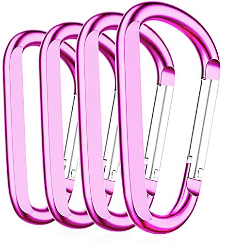 EZYA Mousqueton porte-clés clip, mousqueton porte-clés, boucle en D en aluminium, mousqueton à ressort, clips porte-clés, rose