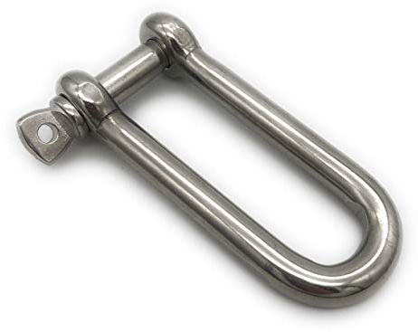5 Stk. Edelstahl Schäkel lange Form ø 6 mm, V4A A4 AISI 316 Niro Rostfrei Rundschäkel D-Schäkel Drahtseil Verbinder mit Augenbolzen INOX Stainless Steel [Größe Wählbar 4 5 6 8 10 12 mm] (6mm,5x)