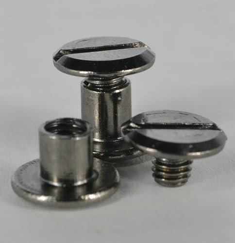 Q-tools® Buchschrauben 7mm gunmetal grey Linsenkopf | 10 Stück | Ledernietenset/Gürtelschrauben | Ziernieten, Schraubnieten | Verbindungsschrauben für Westerntrense, Messergriff etc.