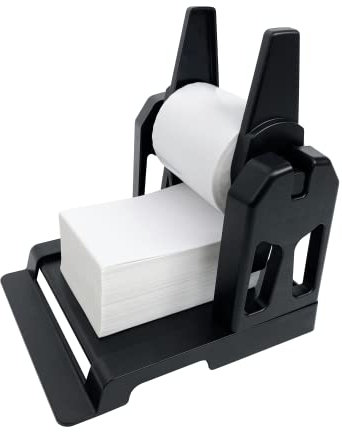 Millaass Etikettenhalter, Thermo-Etikettenhalter für Rollen und Fächerfalt-Etiketten, Versandetikettenrollenhalter, funktioniert mit Desktop-Etikettendrucker für Büro und Zuhause (schwarz, groß)