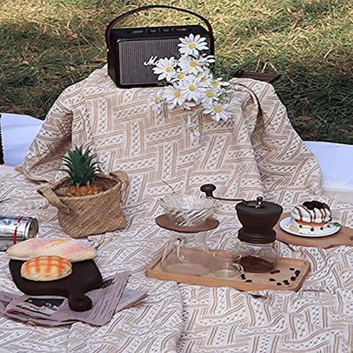 Boho Picknickdecke, Baumwolle, Weich, Bequem, Einfacher Stil, Stranddecke für Zuhause, Outdoor, Strand, Camping, Wandern, Nasses Gras(180x230cm)