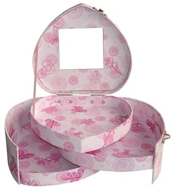 Alevar Cofanetto Portagioie Bambina Scatola per Gioielli Cuore 3 Scomparti, Formato 12x10,5x8 cm, Fantasia Casuale