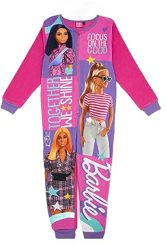 Barbie Girls' Pink All-in-One Nachtwäsche | Erlebe den Charme bequemen Pinken Onesie | Ideal für Freizeit und Entspannung | Hergestellt für ultimative Gemütlichkeit