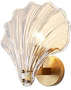 EKSED Kristall- und Goldsockel Muschel-Wandleuchte für Nachttisch (Klar)