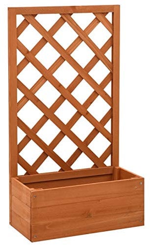 BaraSh Fioriera con Traliccio Arancione 50x25x90 cm Massello di Abete,Fioriera con Traliccio,Fioriere con Grigliato da Esterno