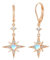 REDSUN Stern Ohrringe 925 Sterling Silver Roségold Achtzackiger Stern Hänge Ohrringe Rainbow Moonstone Jewellery for Girls Mother Daughter Ladies Girlfriend Gift