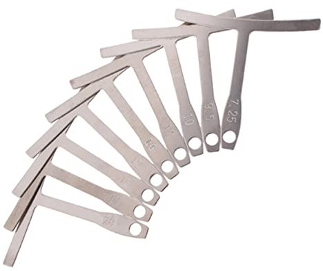 SAFIGLE Gitarrenmessschieber 9 Stück Edelstahl T-förmiger Gitarrenhals Radius Lineal Für Präzise Saitenlage Messung Geeignet Für E-gitarre Und Akustikgitarre