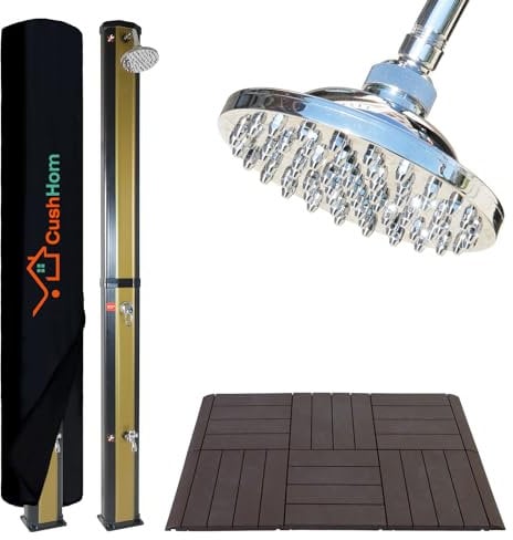 CCLIFE Solardusche mit Kunststoffboden 40L Solar Gartendusche Pooldusche Regendusche Außendusche Garten Brause warmes Wasser