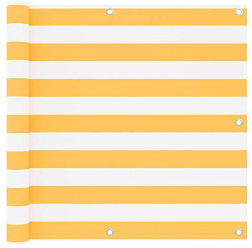 Gecheer Balkon Sichtschutz UV-Schutz Balkonabdeckung Balkonverkleidung Balkonumspannungen Weiß und Gelb 90x500 cm Oxford-Gewebe