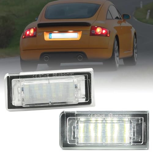 DUOMAICN 2 Stück Kennzeichenbeleuchtung Glühbirne für A/udi TT 8N 1999~2006 12 V Weiß 6500 K Nummer Kennzeichenbeleuchtung Autozubehör