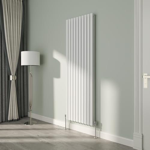NRG White Oval Radiator Vertical 1800x590mm Double Panel Central Heating Radiators Perfect for Bathrooms Kitchen Living Room