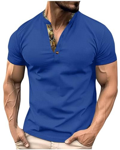 HAOLEI Polos Shirts for Men Adult UK Clearance Waffle Plain Lightweight Golf Casual Collared Tops Breathable Work Shirts Summer Patchwork Short Sleeve T Shirts Buttons Basic Tees