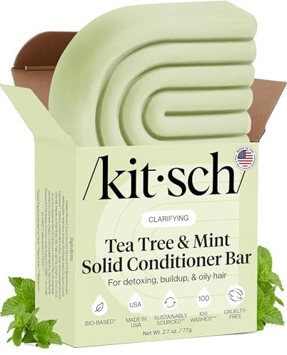 Kitsch Tea Tree & Mint Conditioner für Damen und Herren, klärender Anti-Schuppen, fester Conditioner, Haarfarbe sicher, Haarpflege für alle Haartypen, organisch, vegan, sulfatfrei, 76,5 g
