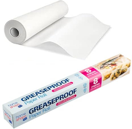 HOMESHOPA Greaseproof Baking Parchment Paper, 8M Long x 38cm Wide Non Stick Heat Resistance Grease Proof Roll for Food Wrapping, Separating, Covering, Freezer Safe, Bakeware, Home Kitchen Accessories