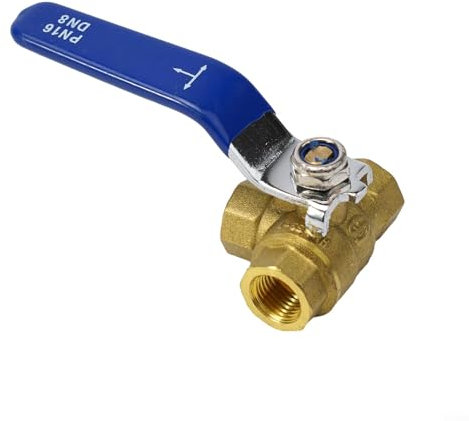 3-Wege-Kugelhahn für Wasser, Öl, Gas - Messing T-Port L-Port, 1/10.2 cm, 3/20.3 cm, 1/5.1 cm, 3/10.2 cm, 2.5 cm (DN8 T Typ)