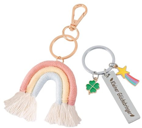 Rainbow Makramee Schlüsselanhänger Schlüsselanhänger Makramee Schlüsselanhänger Aesthetic Schlüsselanhänger Regenbogen Schlüsselanhänger Mädchen Anhänger Schulranzen Schlüsselanhänger Glücksbringer