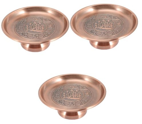Cabilock 3 Pièces Assiette De Fruits De Lotus En Alliage Eau Des Temples Plateau De Stockage De Fruits Offrant Un Contenant De Fruits Bol D'offrande Bouddhiste Enchâsser Bol Alliage De Zinc