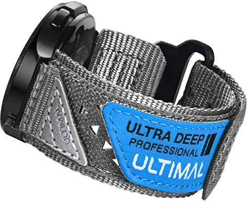 ULTIMAL Kompatibel mit Samsung Galaxy Watch 7 Ultra 47mm(2024) für Männer, Klettverschluss-Design,Robustes Nylon Woven Loop Armband, Hohlraum-Design, angenehm atmungsaktiv(Grau)