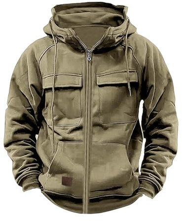 Sweatjacke Herren Lässige Modische, Hoodie Weich Bequem, Günstig Multi Pocket Zipper Langarm Kapuzenjacke, Übergangsjacke Klassisch Aus Hochwertiger, Strickjacke Oberteile Stilvoller Slim Fit