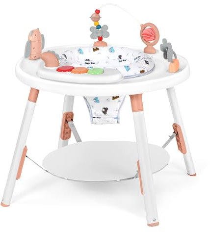 UBRAVOO Baby-Aktivitätszentrum, 3-in-1 Baby Lauflernhilfe mit abnehmbaren Spielzeugen und 360° Drehbarem Sitz – ideal für die Entwicklung und Unterhaltung von Kleinkindern (Rosa)
