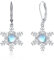 Schneeflocken Ohrringe 925er Sterling Silber Schneeflocken Leverback Hängende ohrringe mit Mondstein Weihnachts Schmuck Geschenke für Frauen Mädchen