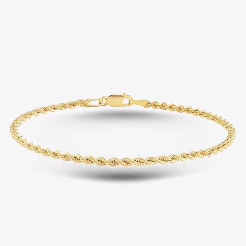 9ct Yellow Gold 7.25 Inch Rope Chain Bracelet 040HVCY-7.25