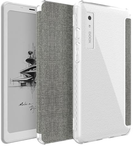 TUDIA SKN FLIP - Funda diseñada para Onyx Boox Palma, cierre magnético, a prueba de golpes, parte trasera de TPU transparente delgada con funda de piel texturizada de 6.1 pulgadas (gris transparente)