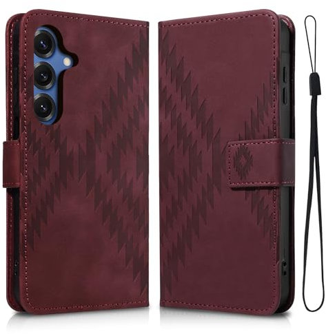 Auslbin Hülle für Samsung Galaxy S25/S24 5G mit Standfunktion, Rundum PU-Schutzmaterial, Kratzfeste und Sturzsichere S25 5G Hülle, Rot