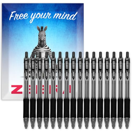 Zebra Sarasa Pen - Retractable Gel Ink Rollerball Pens - 0.7mm Nib - in Envelope Gift Packaging - Set of 16 (Black)