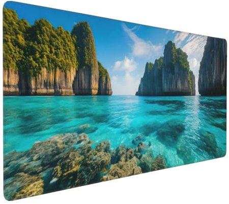 Tapis de Souris 80x40 cm Grand Tapis Souris XXL, Sengburna paysages Tapis de Souris Bureau Gamer, à Bords Cousus, Base en Caoutchouc Antidérapante, Sous Main pour Clavier et Souris, Decor Maison E-993