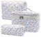Lot de 3 Trousses de Toilette pour Femme avec Motif Floral - Trousse de Maquillage Portable - Grande Trousse de Toilette pour Femme et Fille - pour Le Quotidien et Les Voyages (Fleurs Violettes)