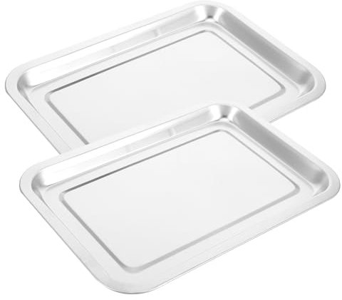 Cabilock 2st Serviertablett Abgestuft Fritteuse Geschirr Servieren Focaccia Bratpfanne Herd Blech Doppelt Dekoratives Tablett Grillplatte Schoß Backofengestell Umrandet Backofen-grillrost