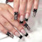 Yeomju Lot de 24 faux ongles longs, carrés, en acrylique, pointes françaises, avec strass, autocollants