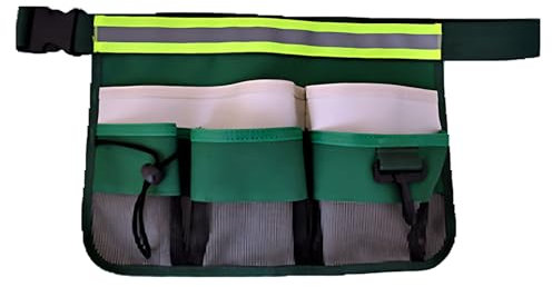 Werkzeuggürtel, Gürteltasche für Gartenutensilien, Größenverstellbare Werkzeugtasche Gürtel für Gärtner, Gartengerätegürtel für die Meisten Taillen (Grün)