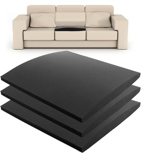 MUXHEL Sofa-Stützbretter, 50 x 50 cm, Sofakissen-Unterstützung für schlaffe Sitze, hochdichte Ersatz-Sofa-Sitzkissen, Schoner für Ecksofa, Bett, Couch, Schwarz, 3 Stück