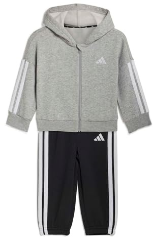 adidas Unisex Baby Essentials Jogger Track Suit, medium grey heather/white, 3-6 Months