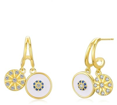 Ohrringe Gold Stecker Set, Ohrringe Gold Set 925 Kirsche mit Zirkonia Damen Geschenk