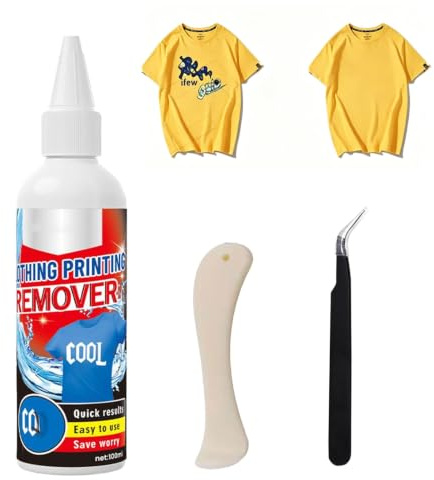 Liquide de Dissolvant à Encre DTF,DTF Print Remover Liquid,Solutions D'Impression Textile,Kit de Nettoyage des DTF,avec Grattoir et Pince à Épiler