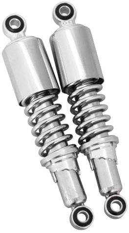 BIKE IT Motorcycle Chrome Shock Absorbers 270mm Eye To Eye Fitting Twin Shocks Shock Damper Spring Rear Suspension With 12mm Bushes