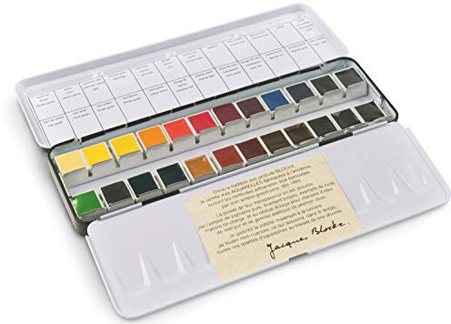Boîte de 24 demi-godets d'aquarelles extra-fines Blockx